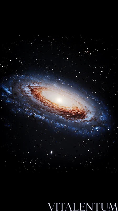 Spiral galaxy with dense bright core in deep space field.
