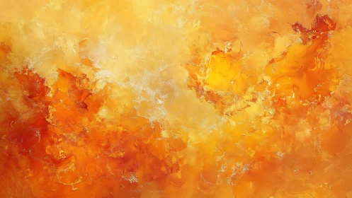 Vibrant Abstract Orange and Yellow Textured Painting.