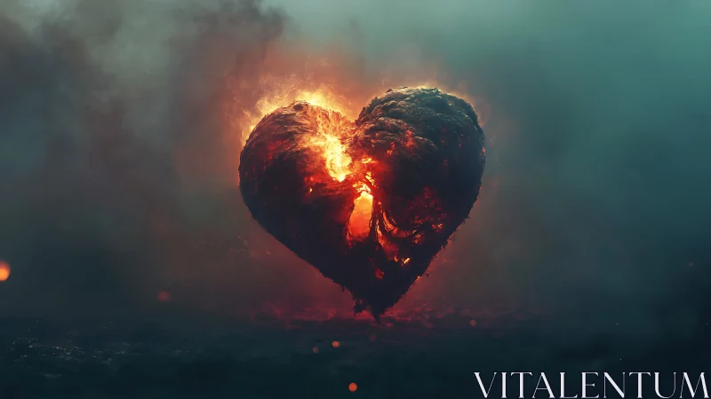 Luminous Heart Burning Against Teal Void.