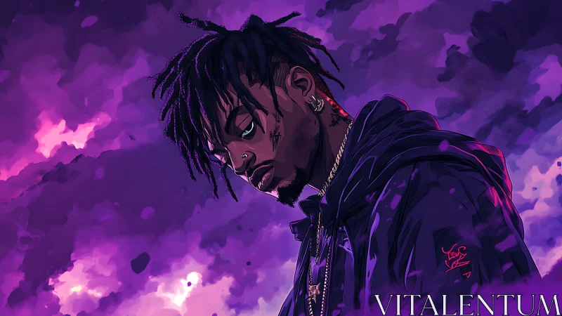 Chromatic vapor portrait with neon-lit atmospheric depth.