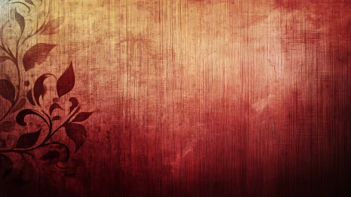 Grunge textured red gradient background with floral corner overlay