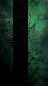 Mysterious green wall welcomes viewers with bold dark stripe