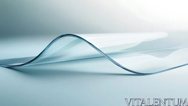 Curved transparent glass sheet forms single fluid wave line