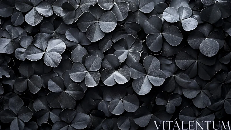 Monochrome clover canopy with delicate metallic sheen.