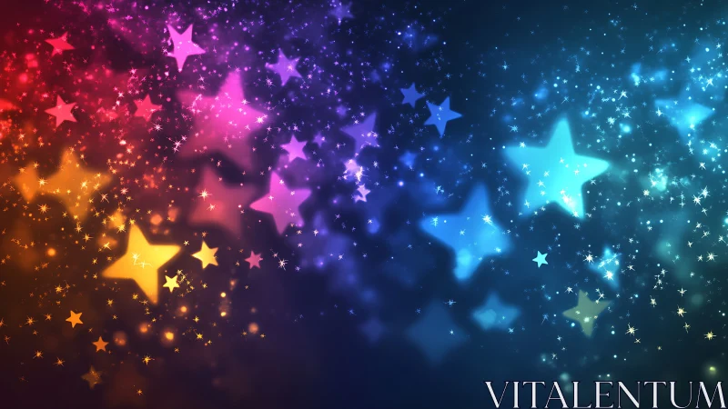 Multicolored bokeh starfield with gradient glow and light scattering dynamics