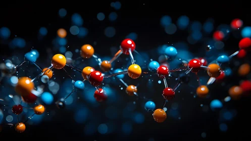 Vibrant Molecular Structure in Abstract Digital Art Style.