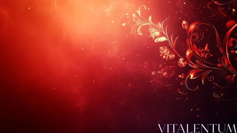 Elegant Red and Gold Ornament with Shimmering Light.