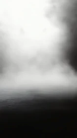 Foggy horizon dissolves into bright white void above.