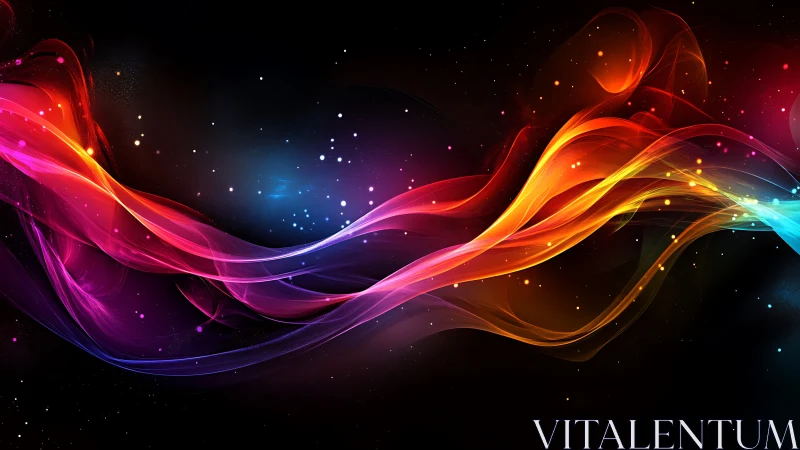 Cosmic ribbon river of neon light swirling across night sky.