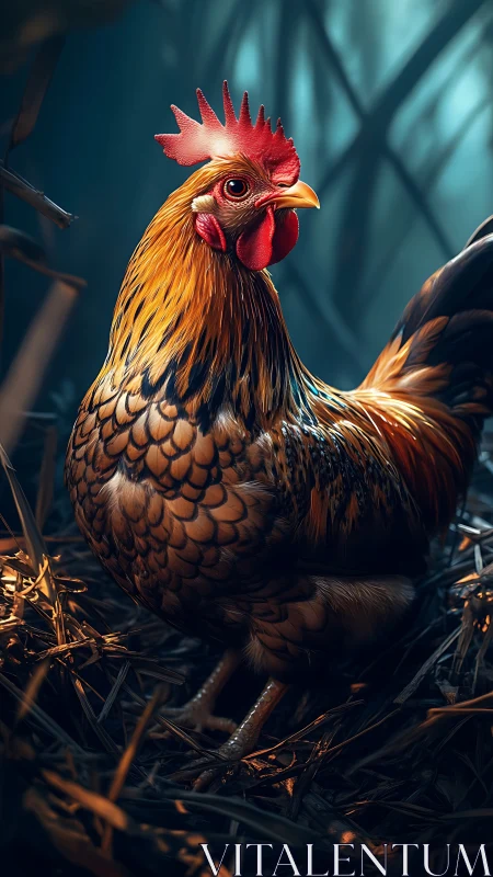 Rooster's Crimson Crown: A Farmyard Phoenix Awakens.