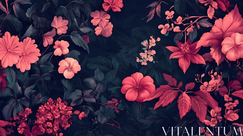 Radiant Pink Blooms Dance Across a Moody Dark Canvas