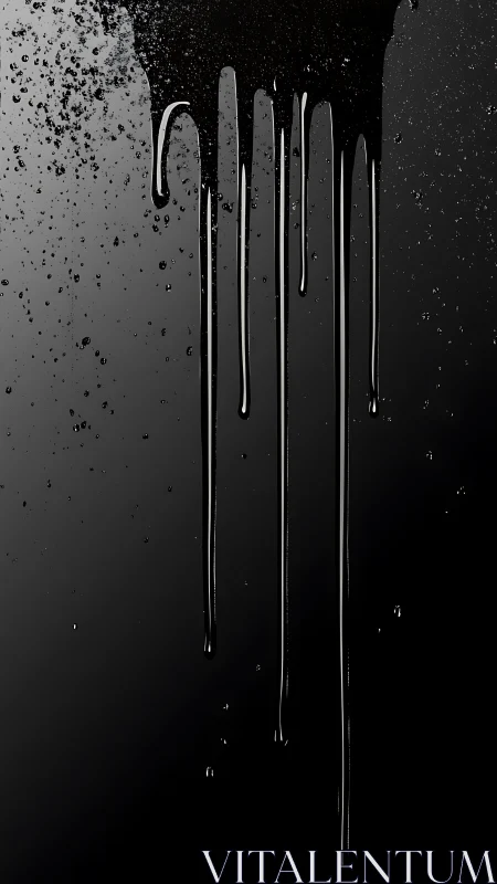 Glistening black paint drips creating a calm, moody rhythm.
