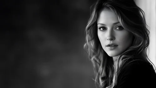 Monochrome female portrait renders cinematic soft-focus light
