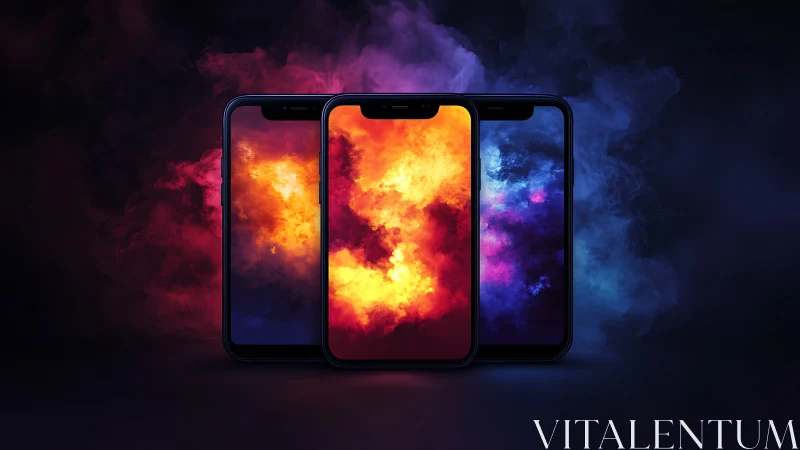 Tri-screen smartphone array with high-contrast vapor light gradients