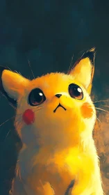 Yellow electric creature gazes upward under dramatic light