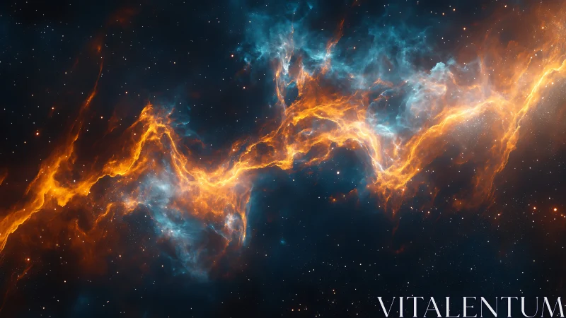 Digital nebula ribbon with high-contrast chromatic dynamics.