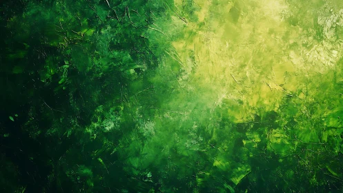 Lush Abstract Green Texture Painting with Vibrant Brush Strokes.