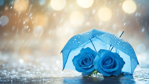 Two Sapphire Blooms Sheltered by Cerulean Canopy.