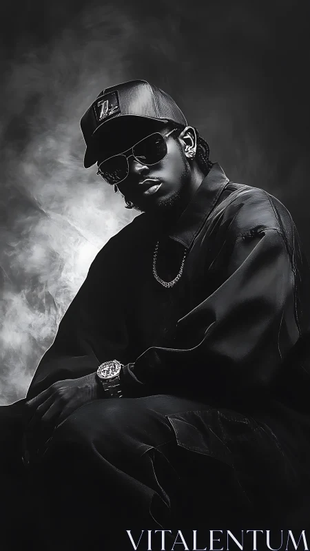 Moody black and white portrait of confident street style icon.