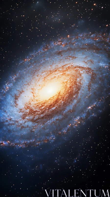 Spiral galaxy with bright core in deep interstellar space.