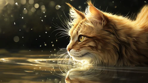 Feline Portrait Rendered with Hyper-Realistic Fur Texturing and Luminous Particle Effects