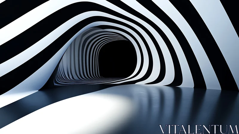 Geometric Tunnel Through Striped Monochromatic Space.