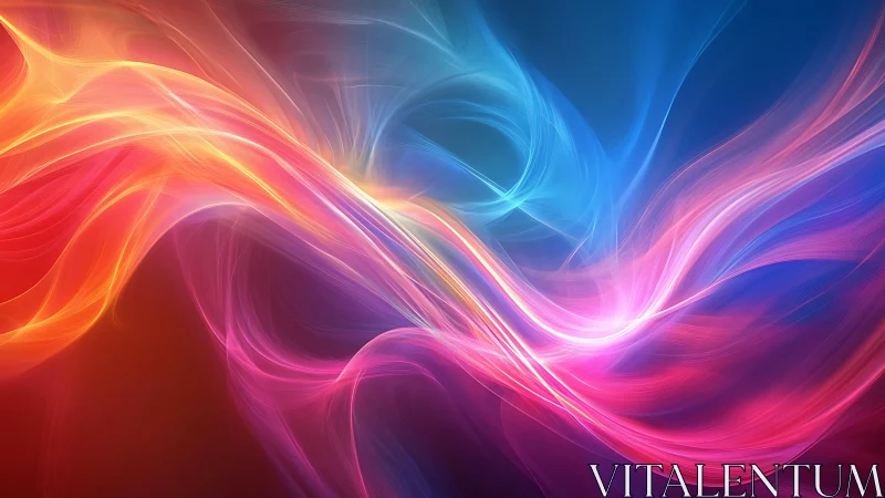 Colorful flowing light waves in abstract digital art.