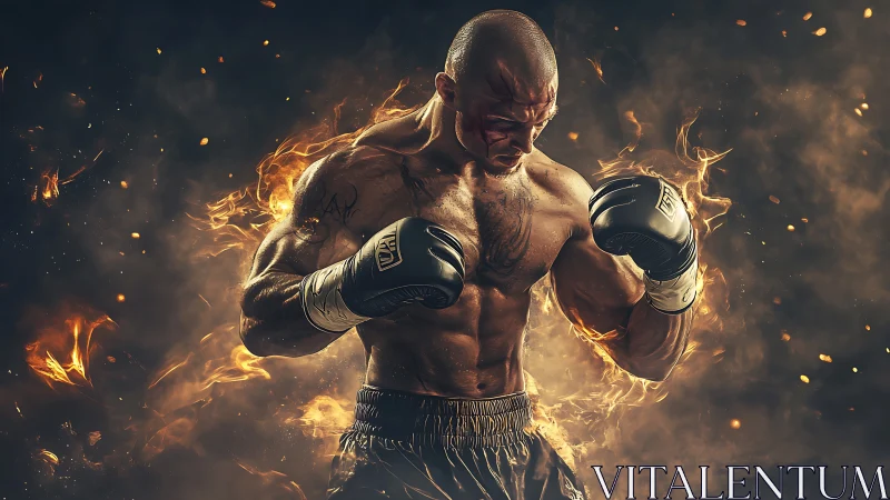 Boxer in Flames: Dynamic Athletic Power.