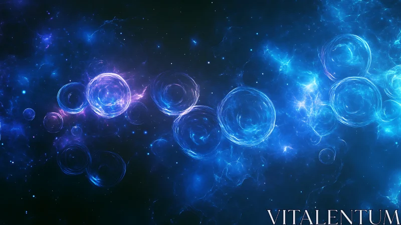 Gentle blue nebula bubbles drifting through quiet starlight.