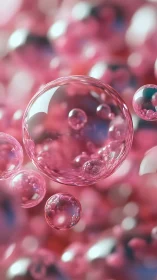 Volumetric pink translucent bubbles rendered with shallow DOF