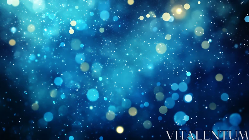 Defocused blue bokeh field displays layered circular light particles