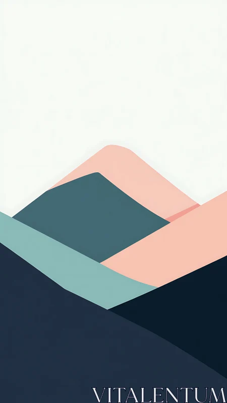 Minimalist abstract mountain landscape in flat color planes.
