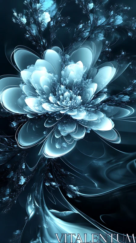 Fractal crystalline bloom rendered in layered translucent petals