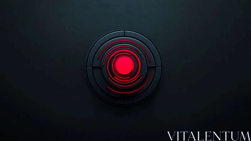 Crimson core beacon glows within layered techno circles.