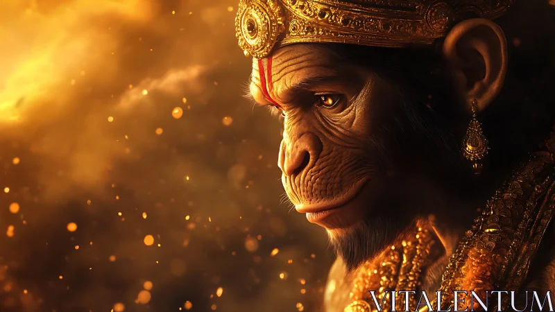 Golden crowned monkey sage in a river of warm light.