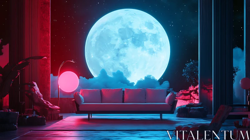 Neon moon parlor gazes into a colossal dreamlit sky.