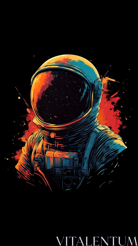 Starlit visor drinks in cosmic ink and neon solar fire