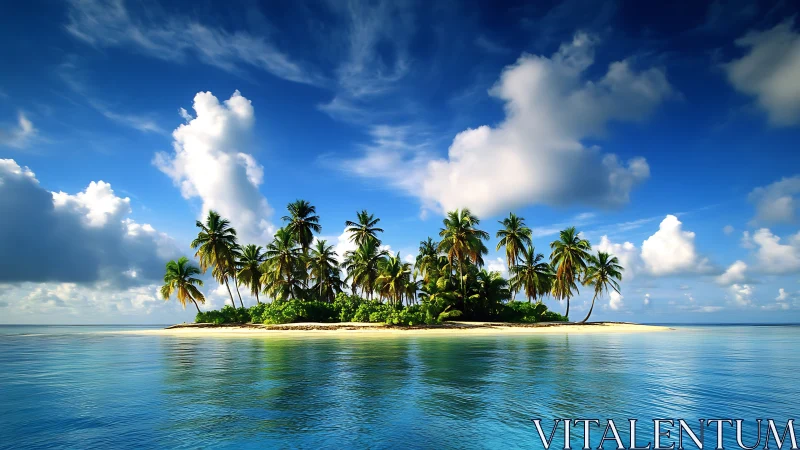 Tropical Paradise Island Surrounded by Turquoise Waters.