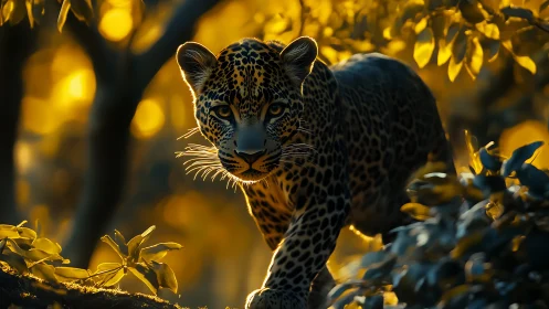 Golden Hour Leopard: Nature's Perfect Portrait.
