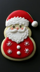 Santa-shaped sugar cookie displays glossy royal icing precision