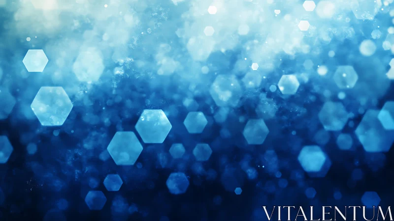 Abstract blue hexagon bokeh background in modern digital style.