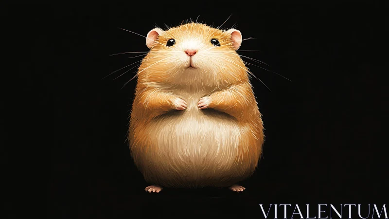 Digital rendering shows upright golden hamster on black background