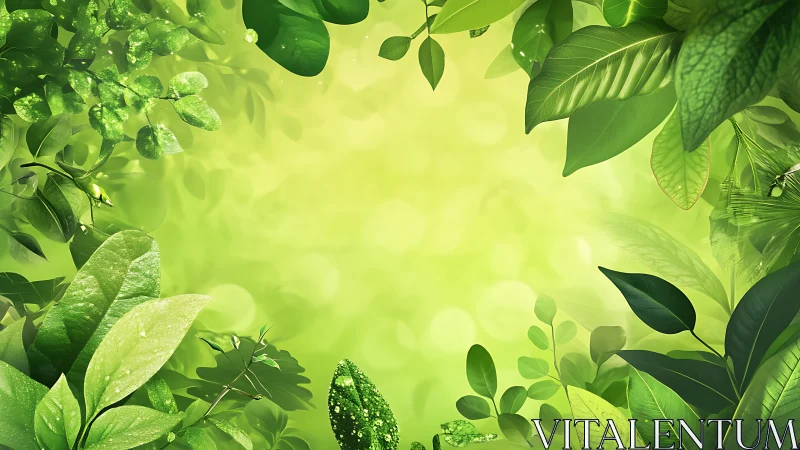 Green foliage border around soft defocused background.