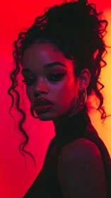 Velvet neon glow around a quietly confident portrait.