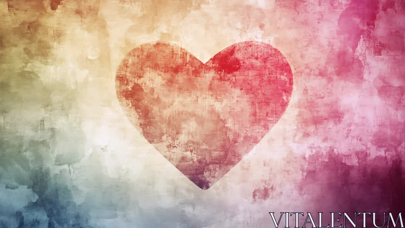 Textured Heart Symbol Against Watercolor Gradient.