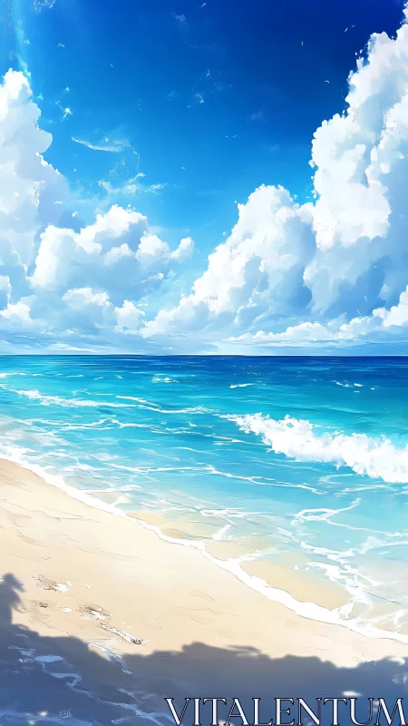 Sky-bright shore where turquoise daydreams kiss the tide.