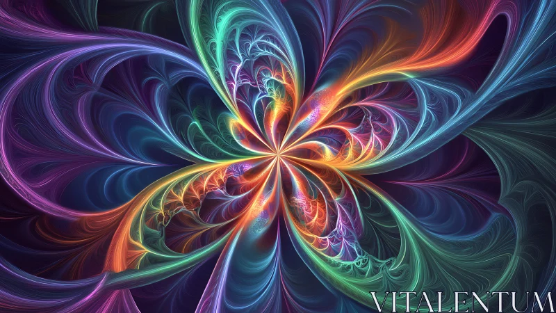 Radiant fractal bloom with swirling neon filaments.