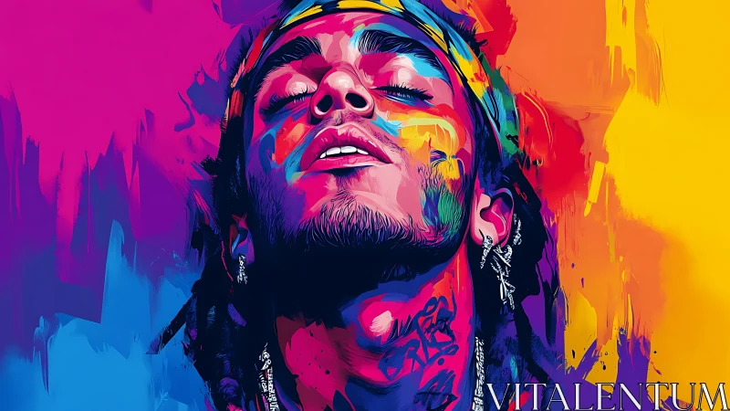 Color-drenched portrait lingers between calm and electric joy