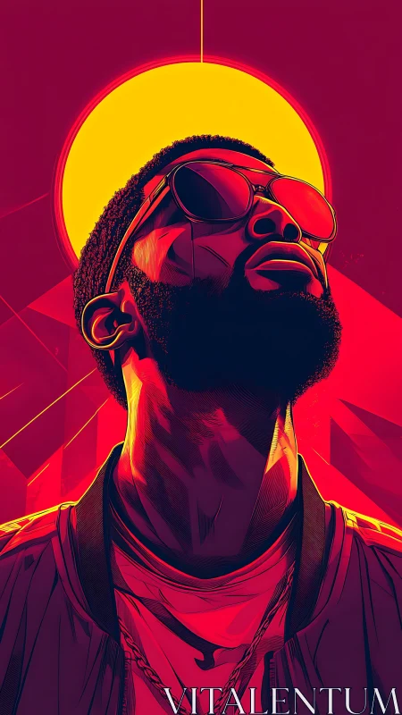 Bold portrait celebrates cool confidence in neon sunlight glow