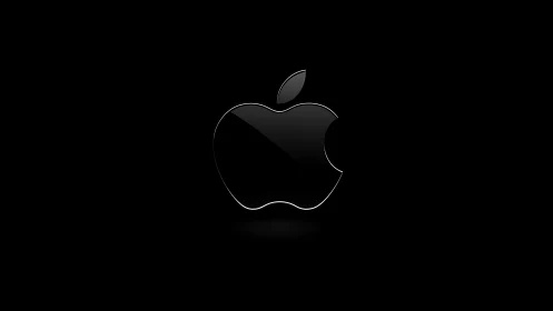 Illuminated Apple Logo Against Deep Black Void